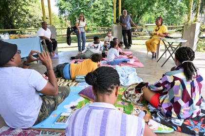 Amina Blackwood-Meeks reads her book 'Don't Hurt That Bird' for kids and their parents at the Bring A Child Birding event.