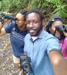 Members of the team BirdersSKN birdwatching on Global Big Day.