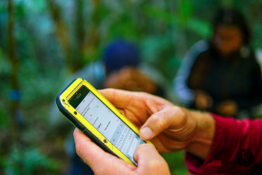 zoomed in photo of person entering data into ebird app on a phone.