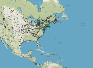 Red Knot Motus tracking map.